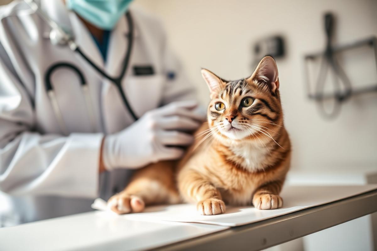 Veterinarian performing a routine wellness checkup on a cat at a Nairobi pet clinic