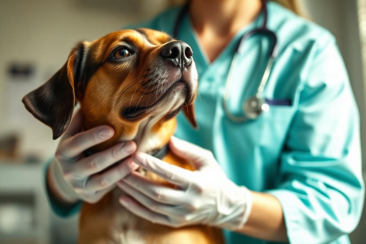 Veterinarian applying flea and tick prevention treatment to a dog at a Nairobi clinic